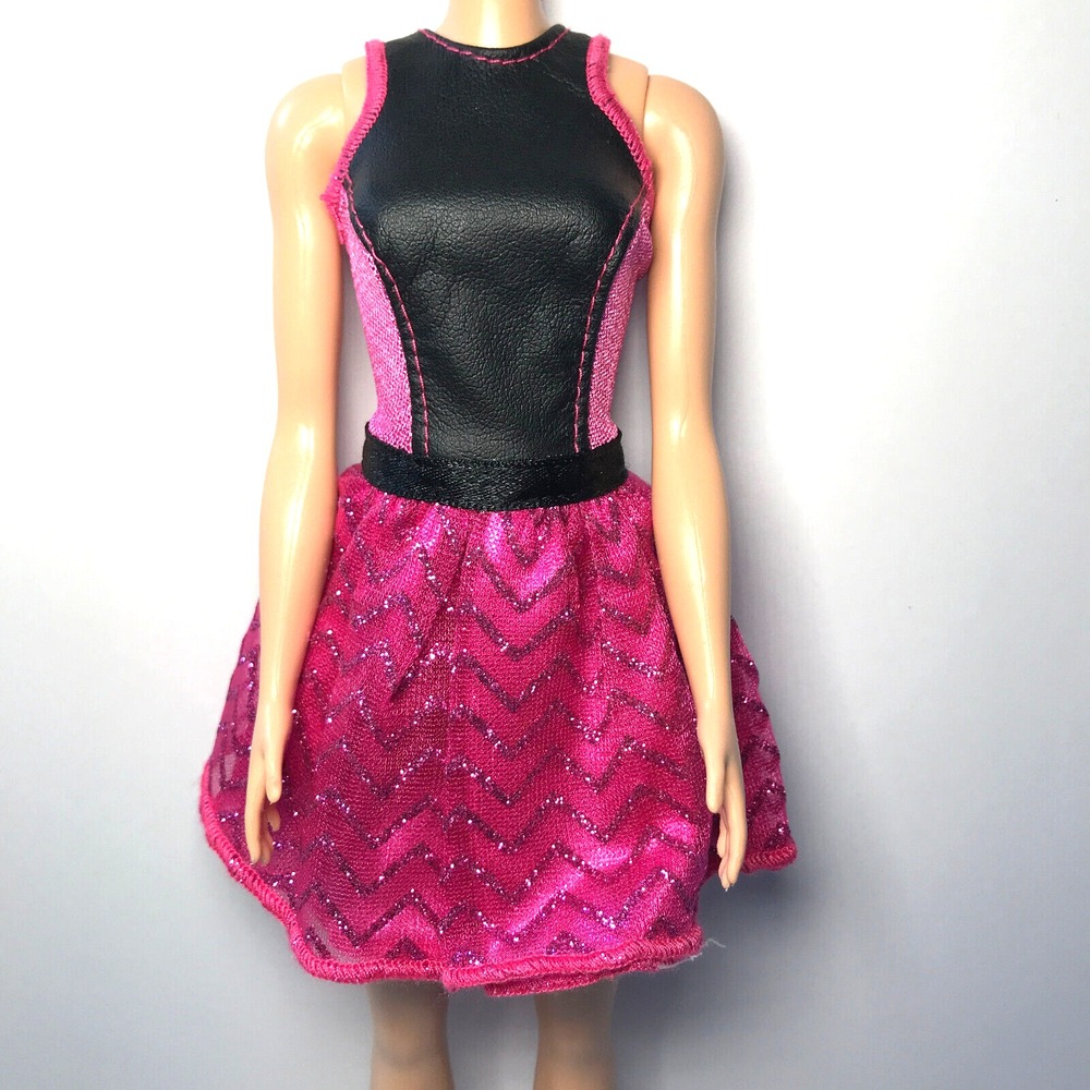 Barbie Doll Clothing Endless Curls Black & Hot Pink Dress Chevron Skirt BMC01